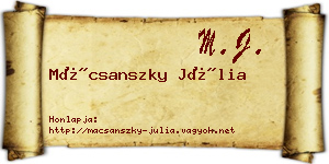 Mácsanszky Júlia névjegykártya